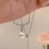 925 Silver Pearl Necklace Women Fashion Cherry Blossom Pendant Full Diamond