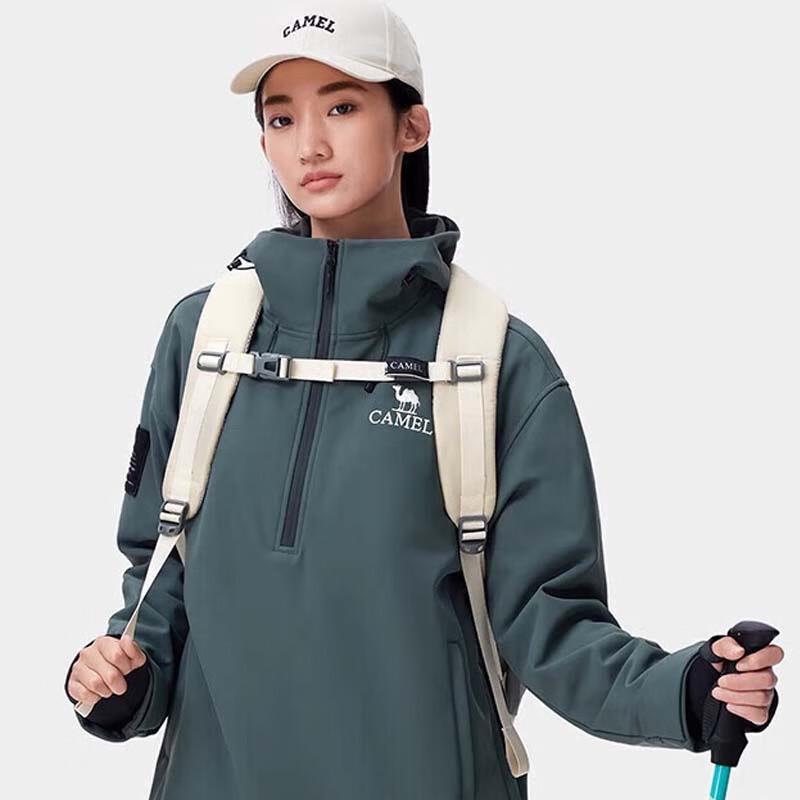 CAMEL Unisex Water-Repellent Fleece Lined Softshell Jacket A34CR09667 S