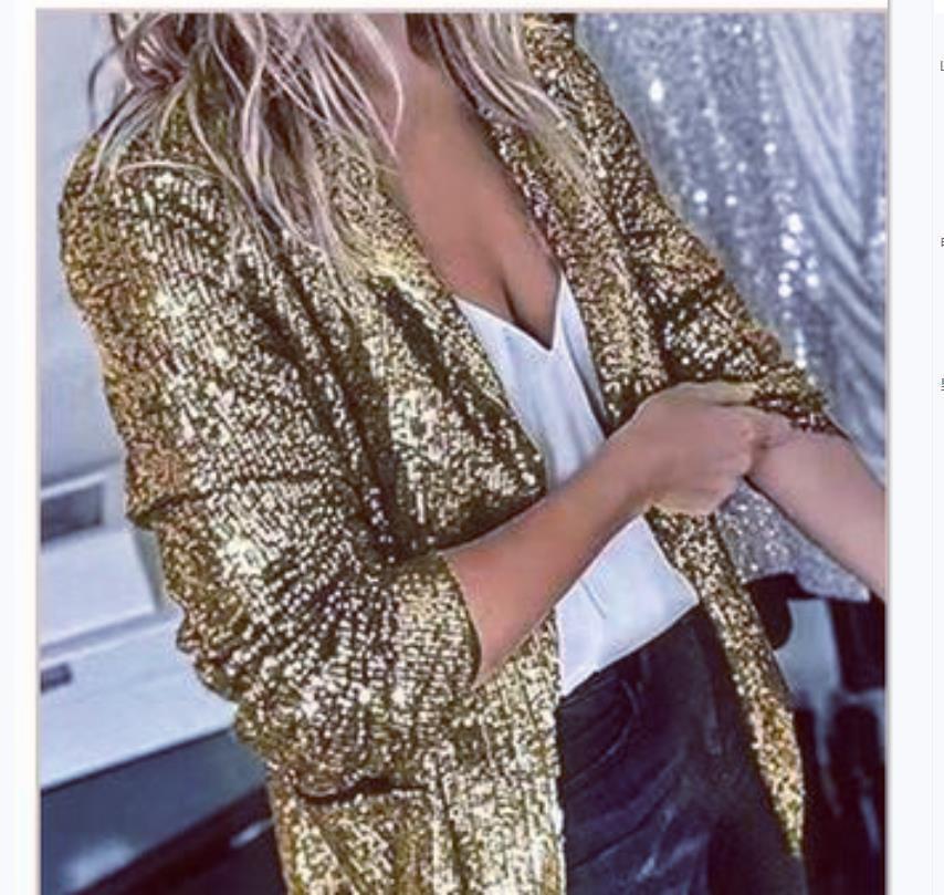 Blazer da Donna con Paillettes, Rever a Tacca e Manica a 3/4