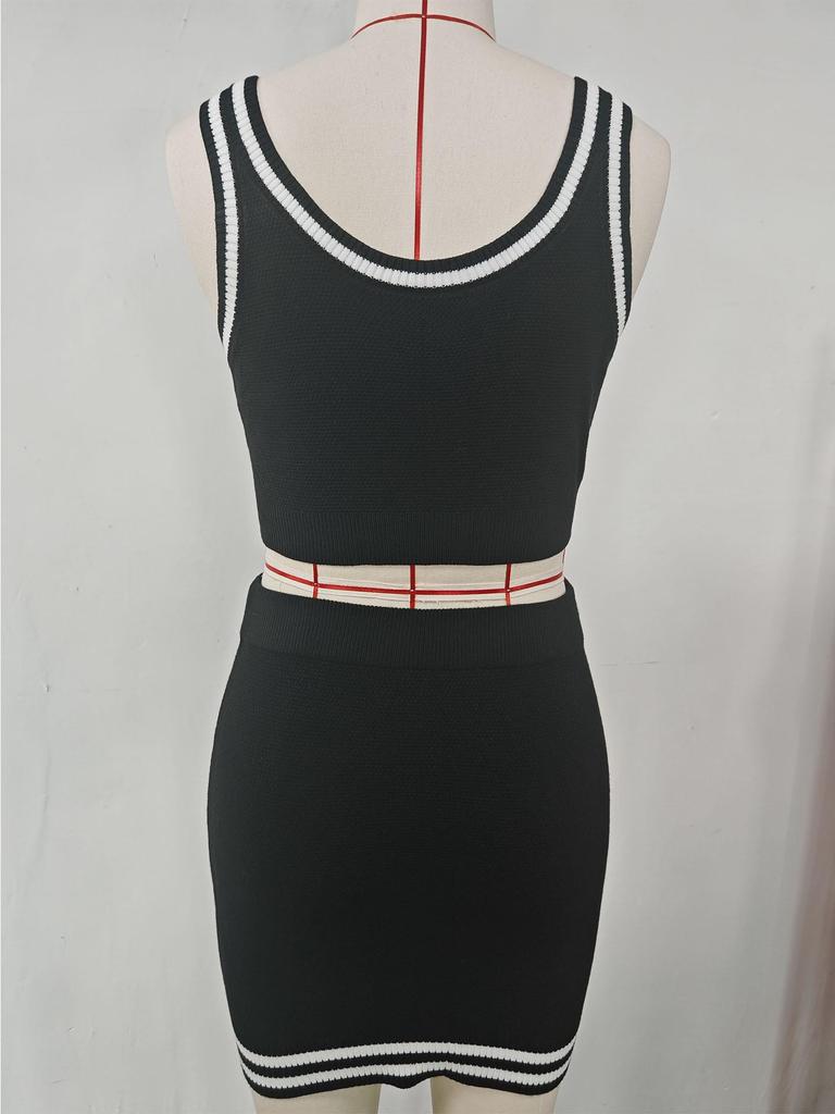 New Women's Outdoor Sports Knitted Tennis Skirt Set