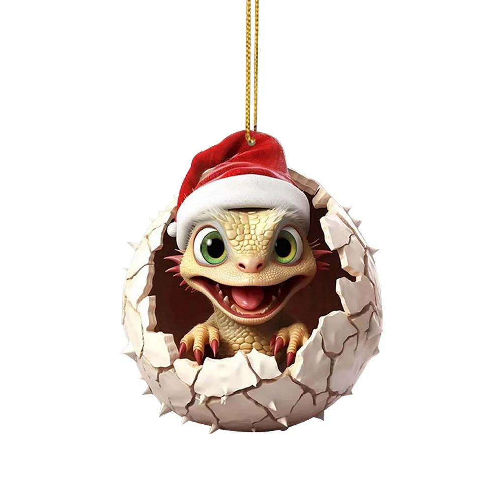 Christmas Dragon Egg Pendants Acrylic Cute Dragon Baby Decor Festival Theme Xmas Tree Car Interior Decorations
