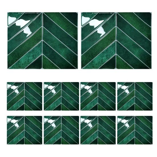 10Pcs Wall Stickers Dark Green Leaf Pattern Easy to Paste Anti-Slip Wall Decals Living Room Bedroom Kitchen Decor