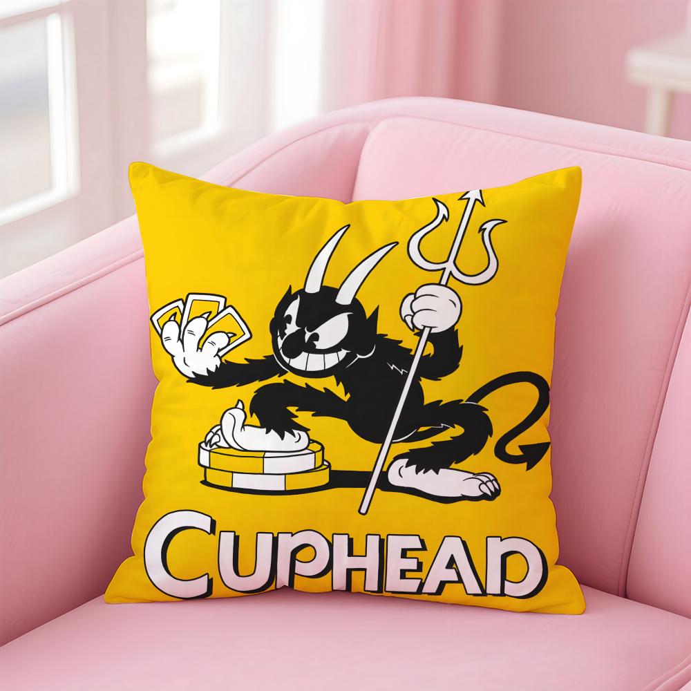 Мультяшная наволочка C-Cuphead Удобная двусторонняя наволочка Идеально для автомобиля, дивана, спальни и не только 12x12Inch