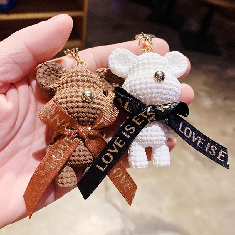 Creative Cartoon Wool Bear Keychain for Doll Car for Key Chain Fashion Cute Keyring Bag Charm Pendant Accessories Ch