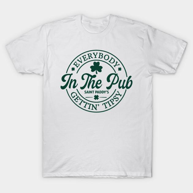 Men Black Print T-shirt Everybody In The Pub Getting Tipsy, St. Patrick S Day Gift,Irish No-Cut Transfer Paper Print Cotton Tshirt XL белый