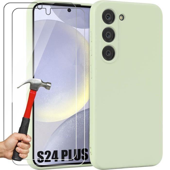 Coque - BOOLING - pour Samsung Galaxy S24 Plus - Silicone Ultra Slim - Vert - Protection d'écran Verre Trempé