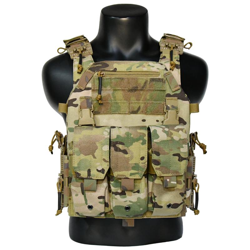 Tactical Vest,Camouflage Tactical Stab Proof Vest with 7.62 Triple Mag Pouch, Plate Carrier, 1000D Nylon, 6094, 7.62mm
