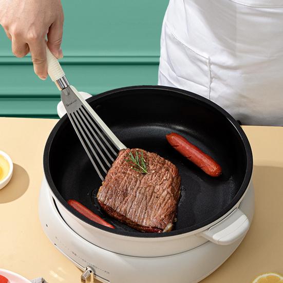 Cooking Spatula Non-stick Long Handle Hollow Out Multifunctional Stainless Steel Silicone Anti-scald Fish Spatula Shovel Kitchen Gadget
