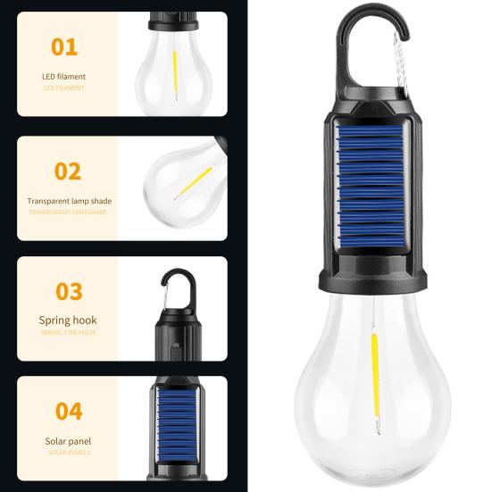 Tent Lamp Portable LED Camping Light Super Bright Flicker Free Waterproof Rechargeable Emergency Light Bulb Solar Lantern