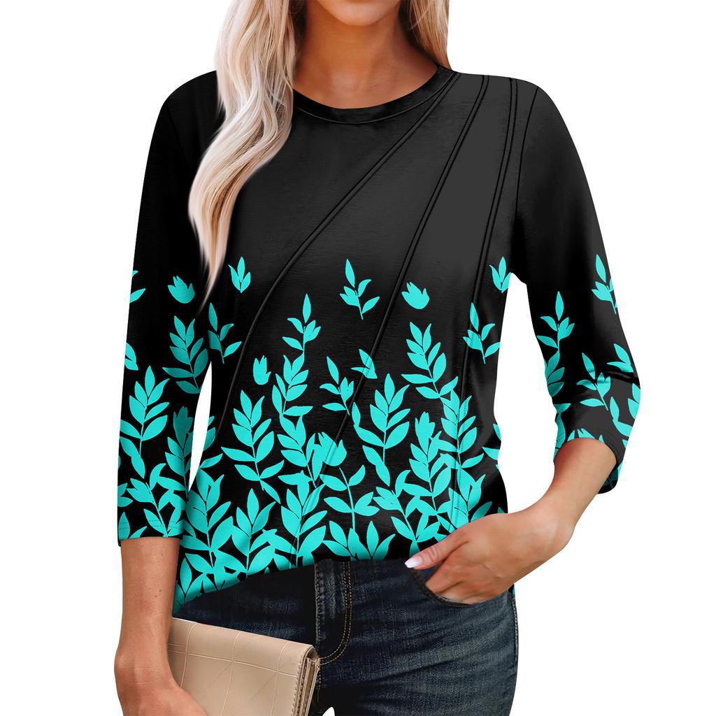 Dámská móda Ležérní topy s 3/4 rukávem Plisované módní oblečení Tričko Topy