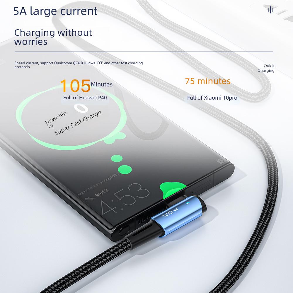 Essager Dual Type-C Elbow PD100W Fast Charging Cable for Laptops