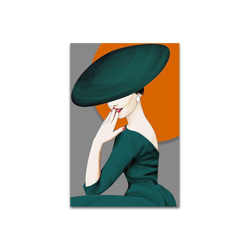 Elegant Damehatt Lerret Maleri Abstrakt Figur Plakater HD Trykk Vegg HD Bilder Stue Hjem Dekorativ Uten Ramme Gaver