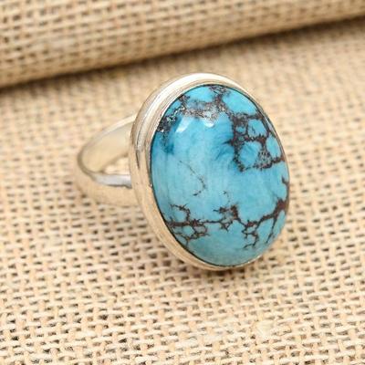 Blue Turquoise Gemstone Handmade Solid 925 Sterling Silver Ring Jewelry