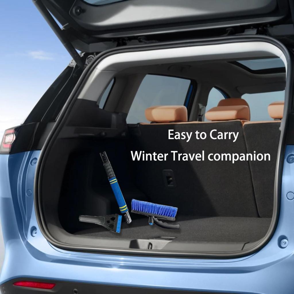 Extendable Snow Brush & Ice Scraper For Car Windshield – 25" To 31.5" Telescoping Handle, Scratch-Free Bristles, Foam Grip, For Cars, Trucks & SUVs