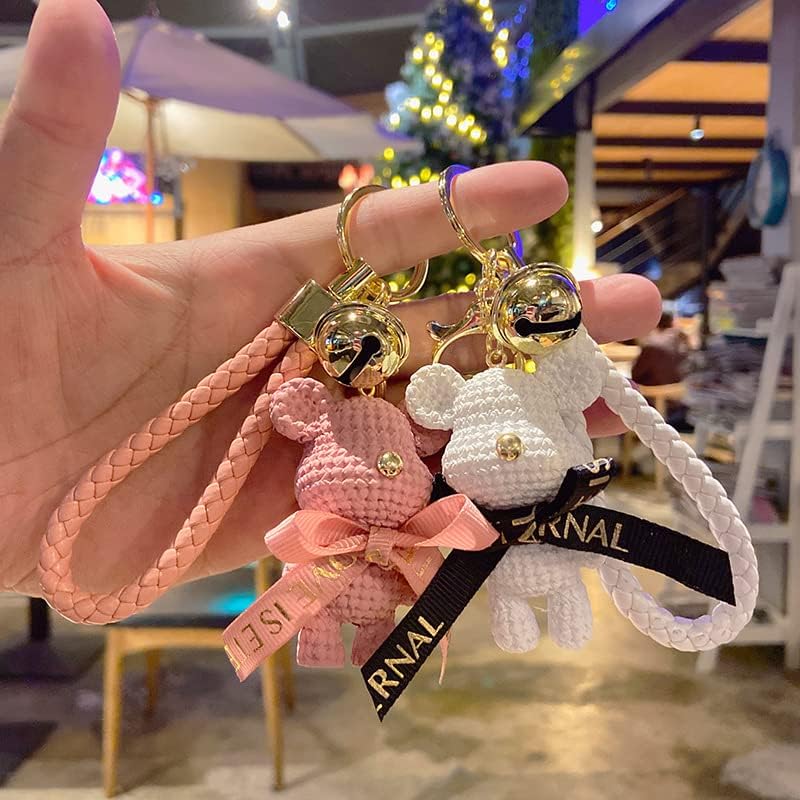 Nexxxly key holder ring keychain ribbon present event gift accessory bear cute bell teddy bear.