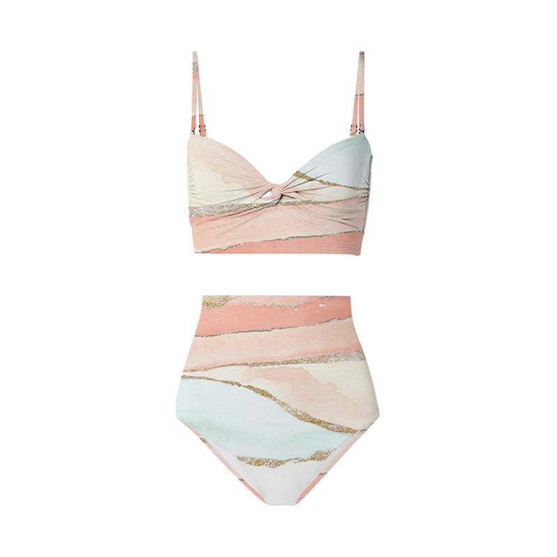 

Европейско-американское бикини с абстрактным принтом - Женский раздельный купальник M розовый
