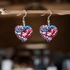 Acrylic American Flag Heart Earrings - Red, White & Blue Independence Day Accessories