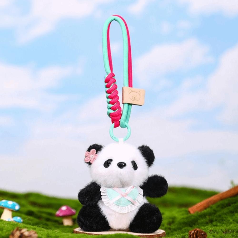 Backpack Decoration Bow Bear Keychain Bag Pendant Plush Key Ring Panda Plush Doll  Women Girls