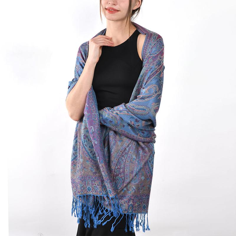 Luxury Autumn Winter Scarf Women Pashmina Shawls Cashmere Blanket Warm Chunky Stoles Lady Elegant Poncho Floral Bufanda