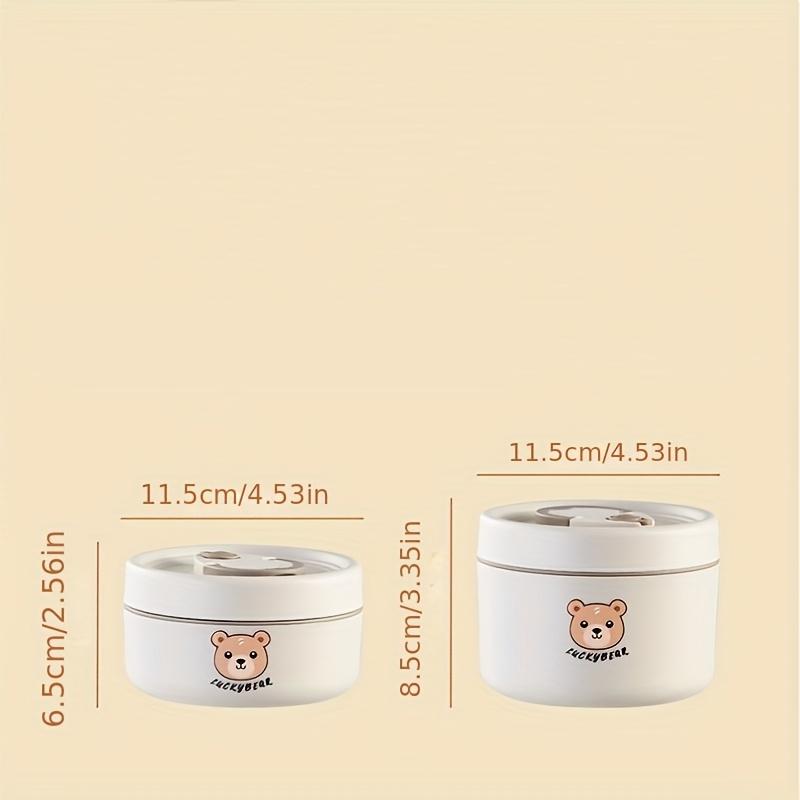 Cute Bear Pattern Stainless Steel Insulated Lunch Box, microwave-safe, multi-layer sealed portable bento box for students and office workers.