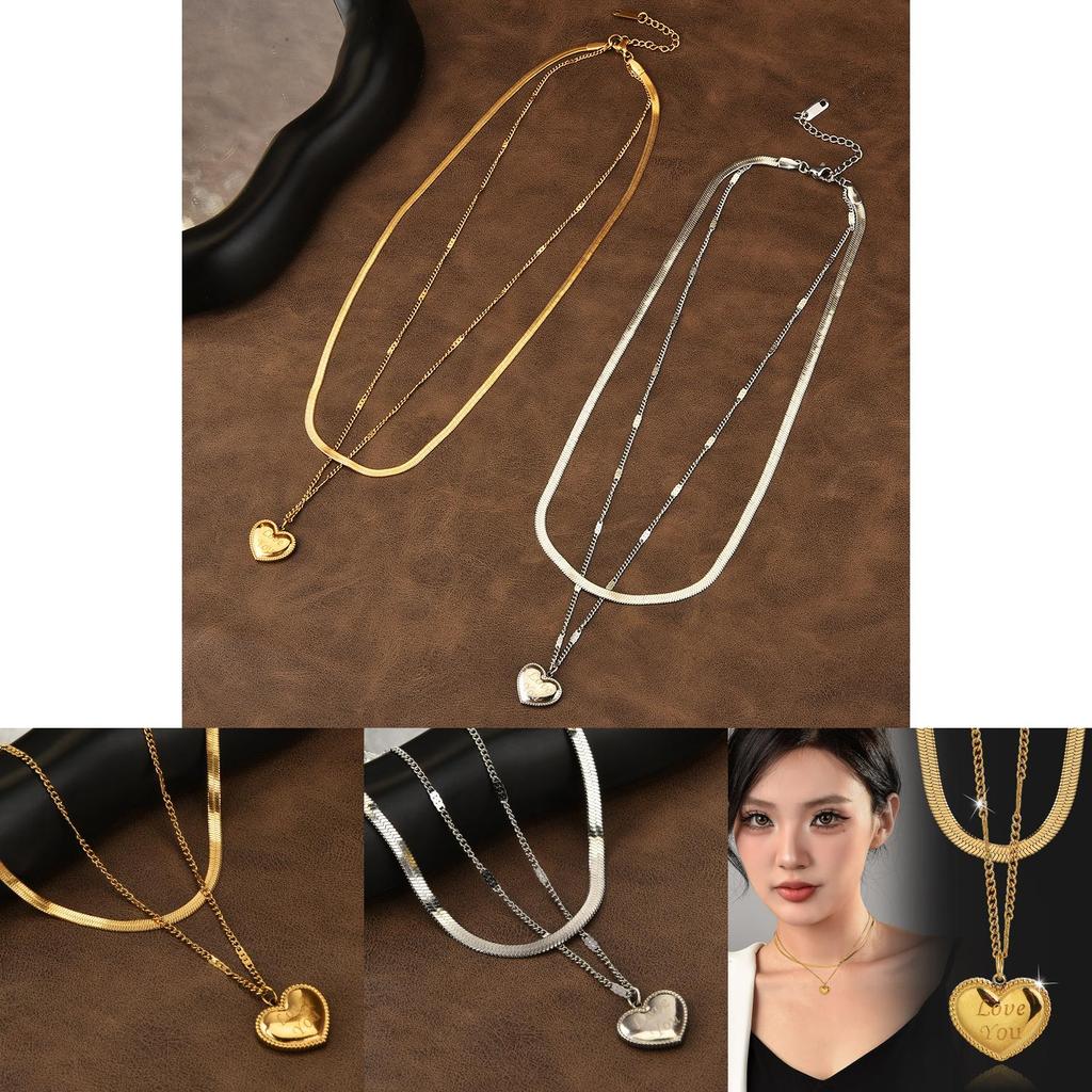 Beautiful Heart Shaped Titanium Steel Necklace For Trendy Women With Adjustable Options Length