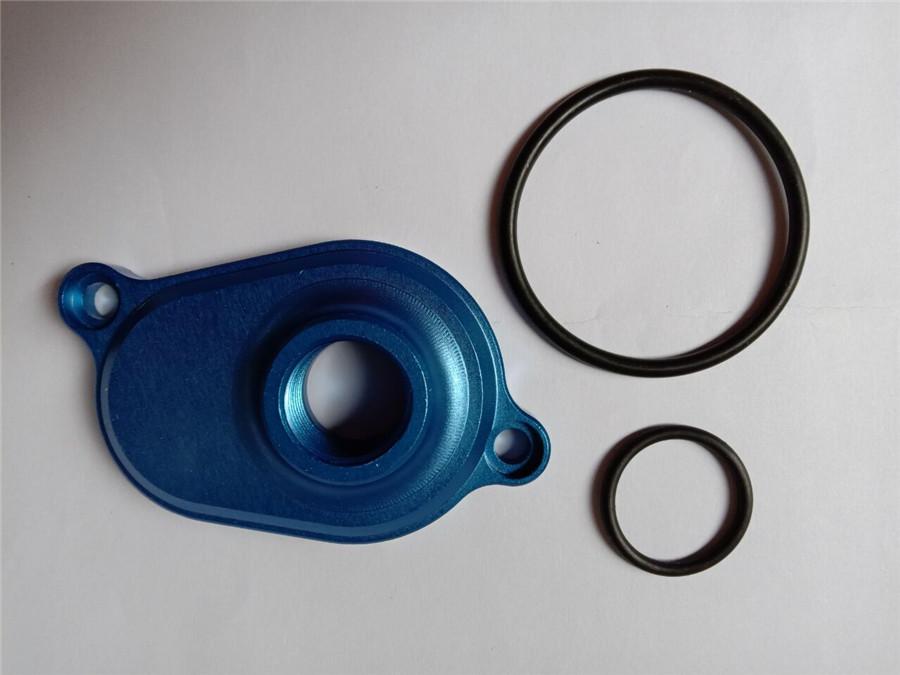 Aluminum Oil Cooler Back Flush Adapter for Ford Powerstroke 03-07 6.0L Blue