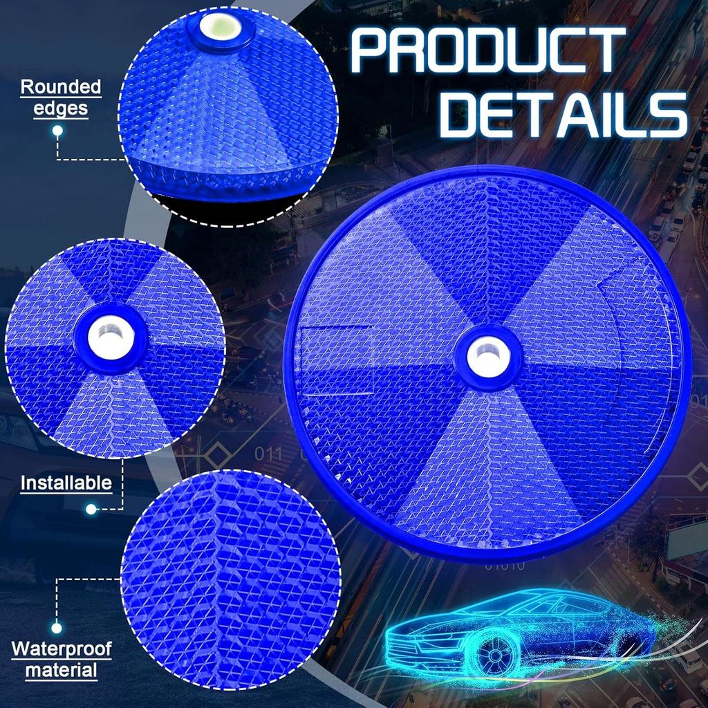 CHENGU 20 Pcs Front Reflector 3 Inch Round Safety Trailer Reflectors With Screws For Fence Gate Posts Mailboxes(Blue)