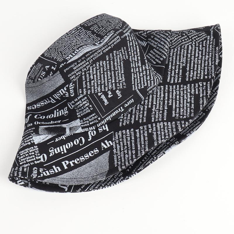Sombrero de Pescador Unisex Estampado con Patrón de Periódico Viejo Sombrero de Cubo Tendencia Urbana Sombrero para el Sol Sombrero de Cubo Harajuku Sombrero Hip-Hop para Exterior