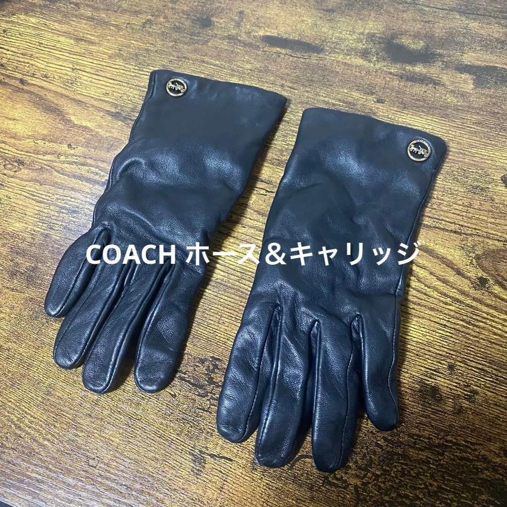 Used Good Condition COACH Sheep Leather Gloves Wool Smartphone Compatible