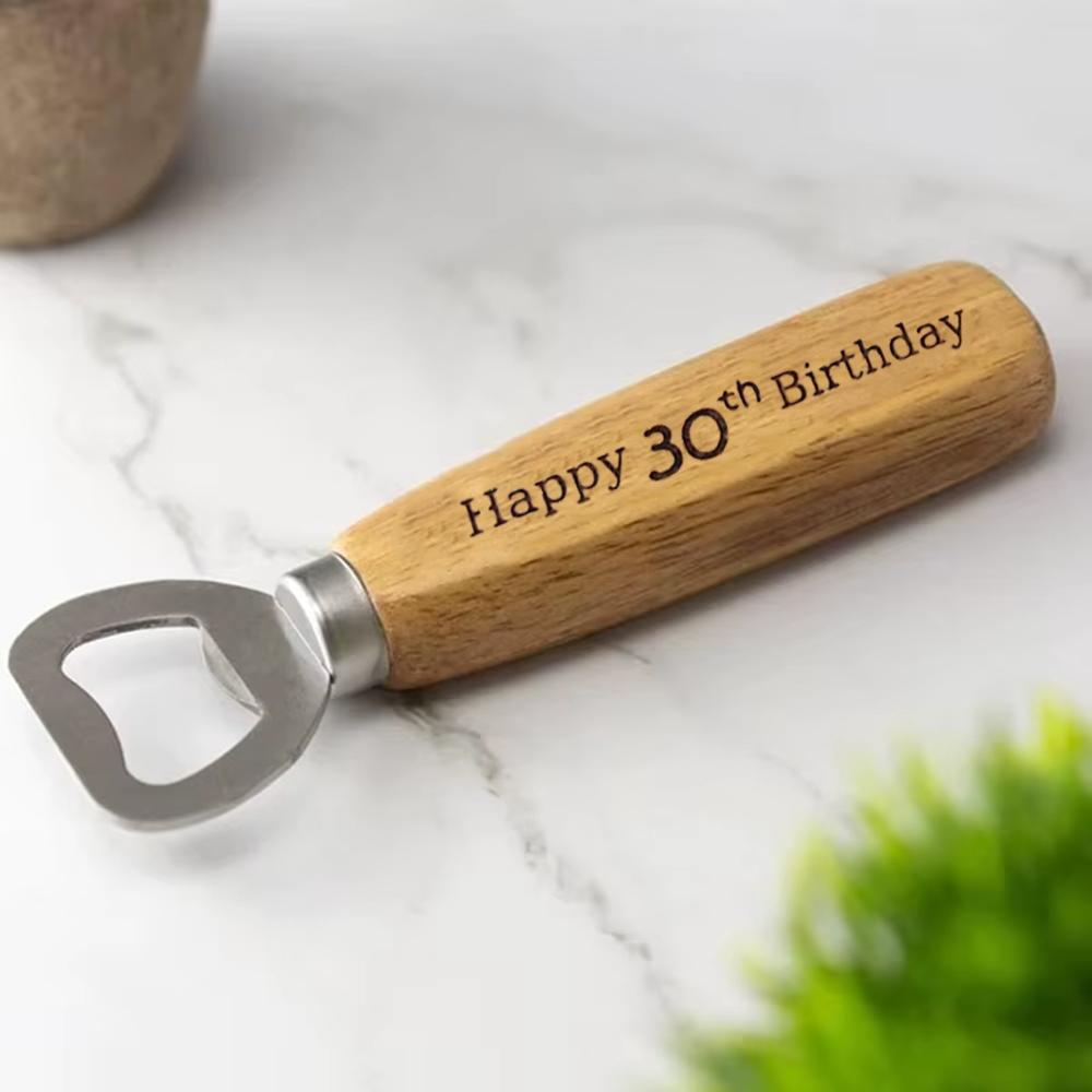 Birthday Bottle Opener 18th 21st 30th 40th 50th 60th Wood Beer Bottle Opener Fathers Day Birthday Party Gift Home Table Decorate