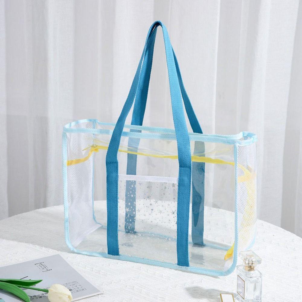 Large Capacity Pvc Transparent Handbag Cosmetic Bag Beach Tote Bag Waterproof Messenger Bag  Women