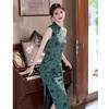 1011 spring and summer new cheongsam improved young daily new Chinese dress national style retro sleeveless cheongsam green
