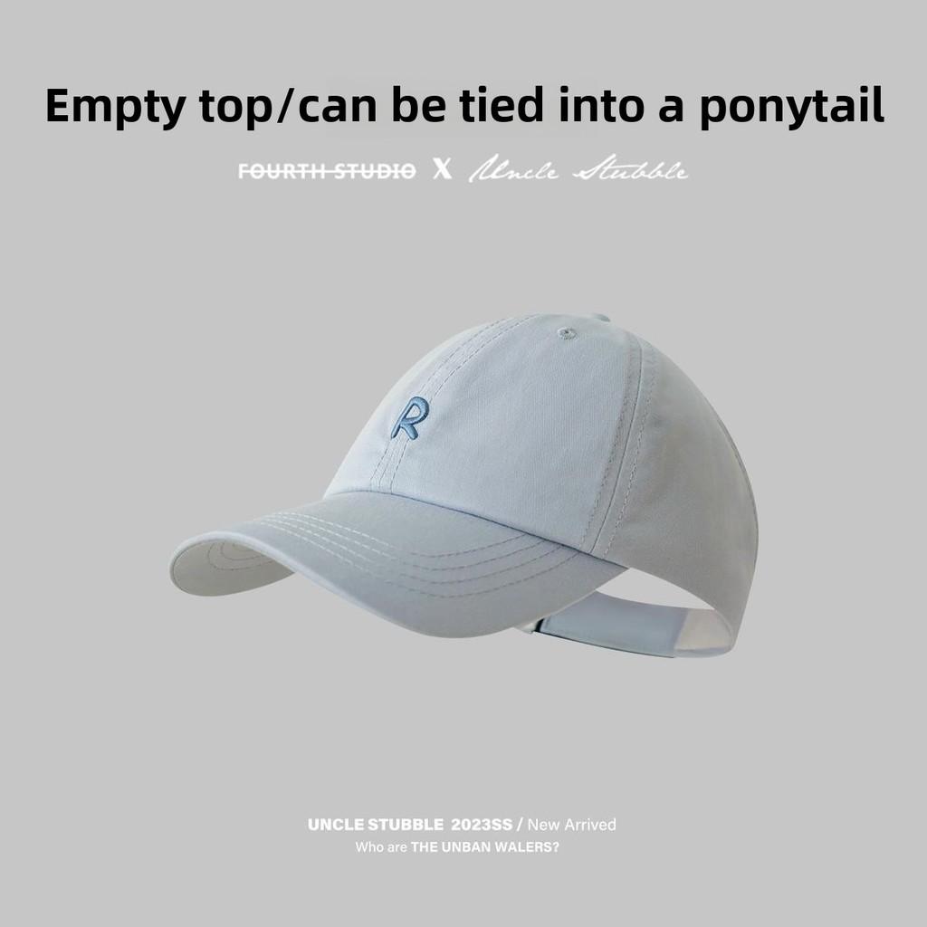 R Letter Embroidery Caps Fashionable Versatile Shading Outdoor Hats Activities