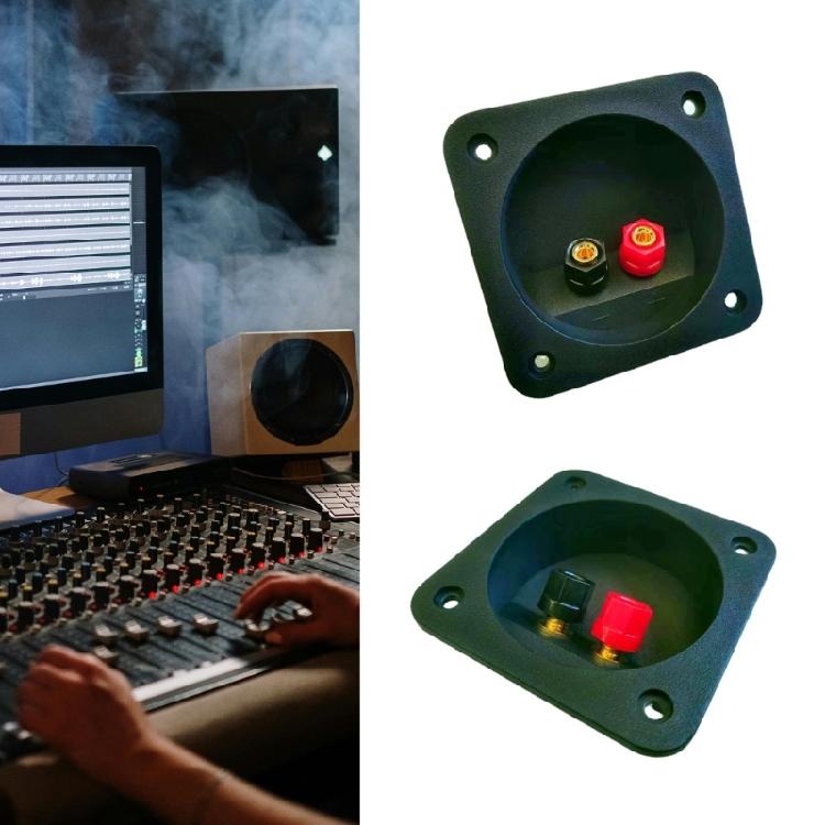 2 Way Terminals Cup Connectors for Speaker Box Subwoofer Banana Terminals Square Screw Type Black Color Speaker