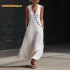 Fashion Summer Spring Solid Color Print Sleeveless V-Neck Casual Dresses