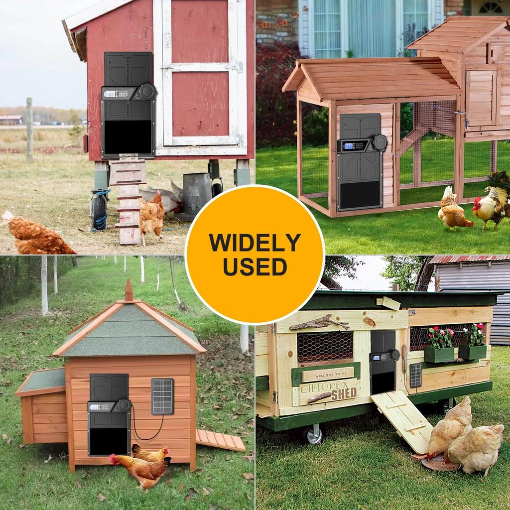 Automatic Chicken Coop Door Solar Powered, LCD Display Automatic Chicken Door with Timer Aluminum Alloy Chicken Door with Remote