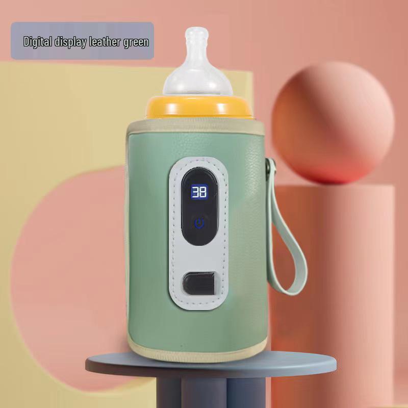 USB Portable Baby Bottle Warmer with Adjustable Temperature, Insulated Sleeve, and Digital Display.