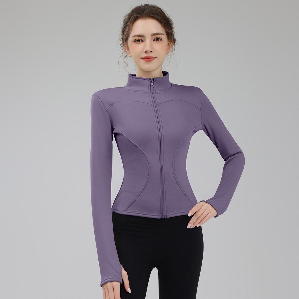 Sametová bunda se stojáčkem a zipem: Zimní sporty a fitness Dlouhý rukáv Slim fit