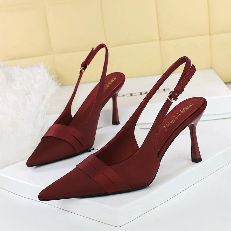 Fashion Sexy Purple Satin High Heels Pumps for Women 2025 Summer Slingbacks Thin Heeled Ladies Shoes Pointed Toe Party Wedding Shoes