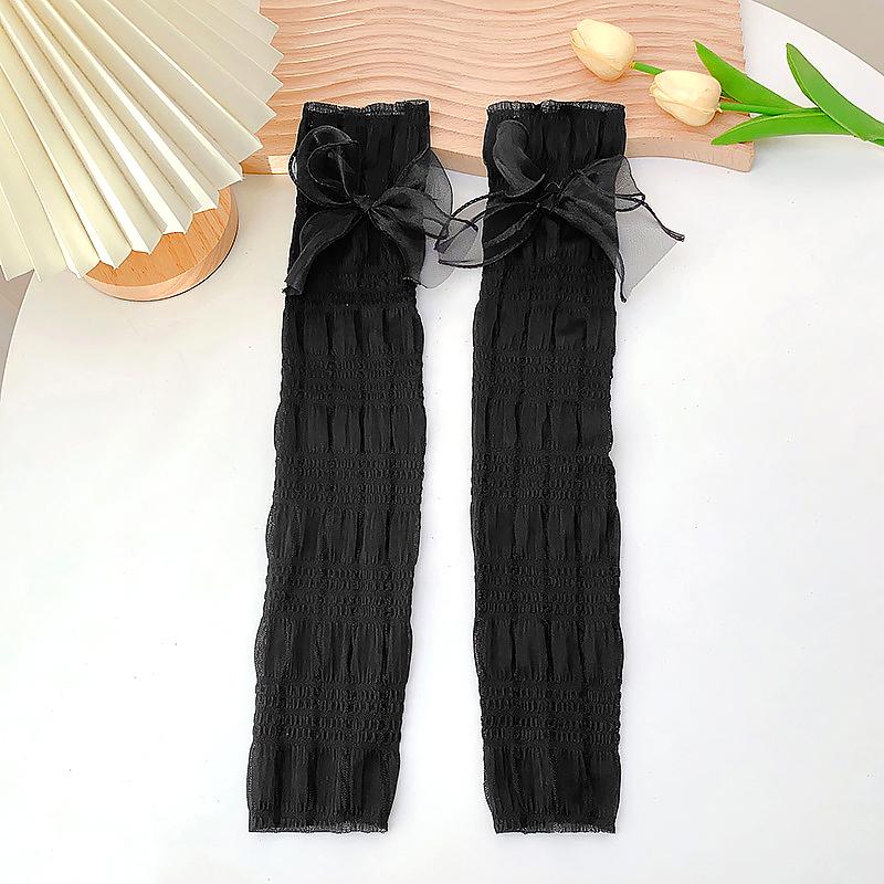 

1 пара носков двойного назначения, свежие балетные носки, нежные, быстросохнущие, сладкие, шелковые, с бантом, солнцезащитные рукава