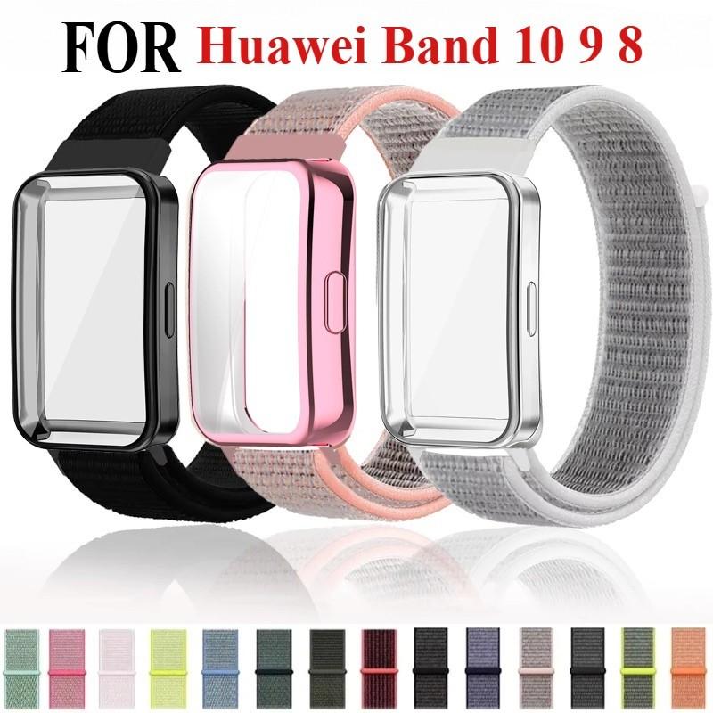 Nylon Loop Strap with TPU Protection Case Cover for Huawei Band 10 9 8 Strap Bracelet Wristband Correa for Huawei band10