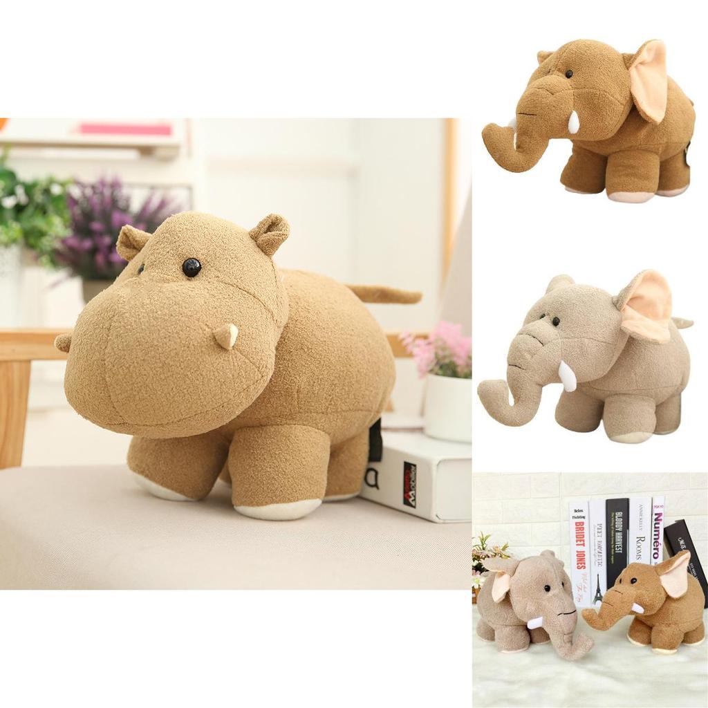 Realistic Hippo And Elephant Plush Toys For Kids' Birthday Gifts