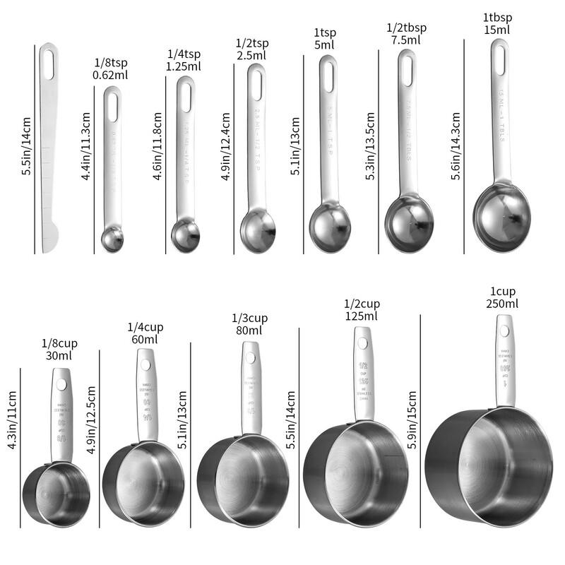 

ZISIZ 12-Piece Stainless Steel Measuring Set