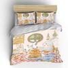 Warm and Cozy Rabbit Family Dinner Theme Bedding Set for Kids Luxury Gift 3pcs Digital Print Comforter Set Soft Comfortable