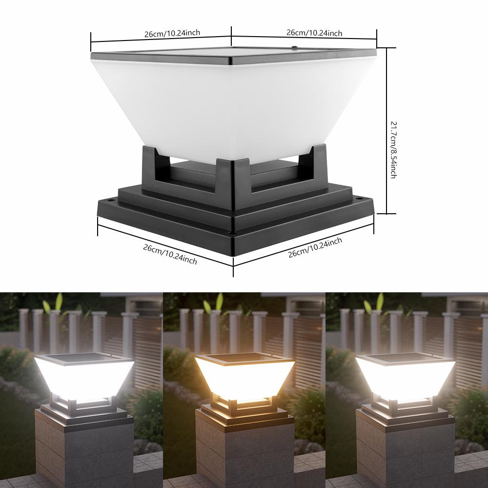 Luzes Solares Modernas para Poste de Jardim - Lâmpadas de Pilar Externas à Prova de Chuva para Vila, Cerca, Pátio ou Entradas de Portão