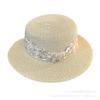Summer New Floral Decorative Straw Hat Women's Outdoor Travel Seaside Sunshade Beach Hat Casual Versatile Flat Top Hat