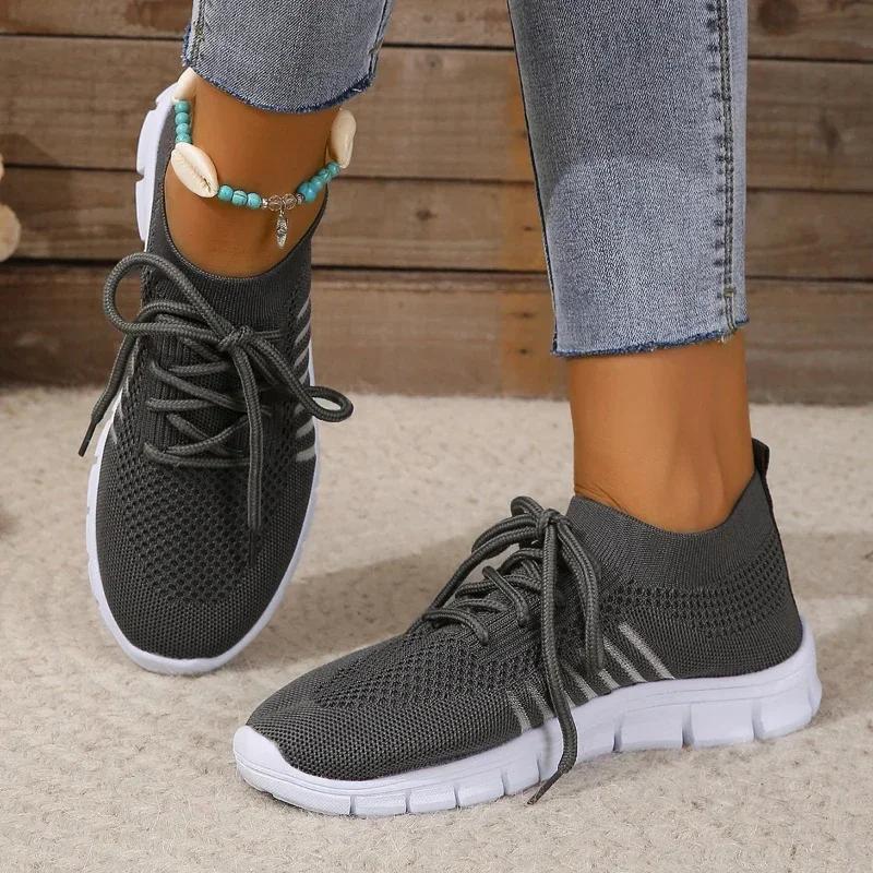 Summer Women Mesh Breathable Casual Shoes Woman Slip On Lightweight Sneakers Girl Lace Up Fashion Comfortable Walking Shoes
