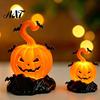 Spooky Gothic Decoration Halloween LED Candle Light Figurine, Bat Tombstone Glowing Tabletop Ornament, Warm Theme Decor Pumpkin Prop for Escape