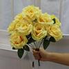 9-Head Diamond Rose Silk Bouquet for Wedding & Home Décor