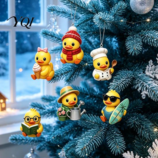 Collectible Duck Figures for Holidays Advent Calendar, 24-Day Christmas Countdown Box with Cute Acrylic Lover Present Toy, Tree Hanging Decor, Holiday